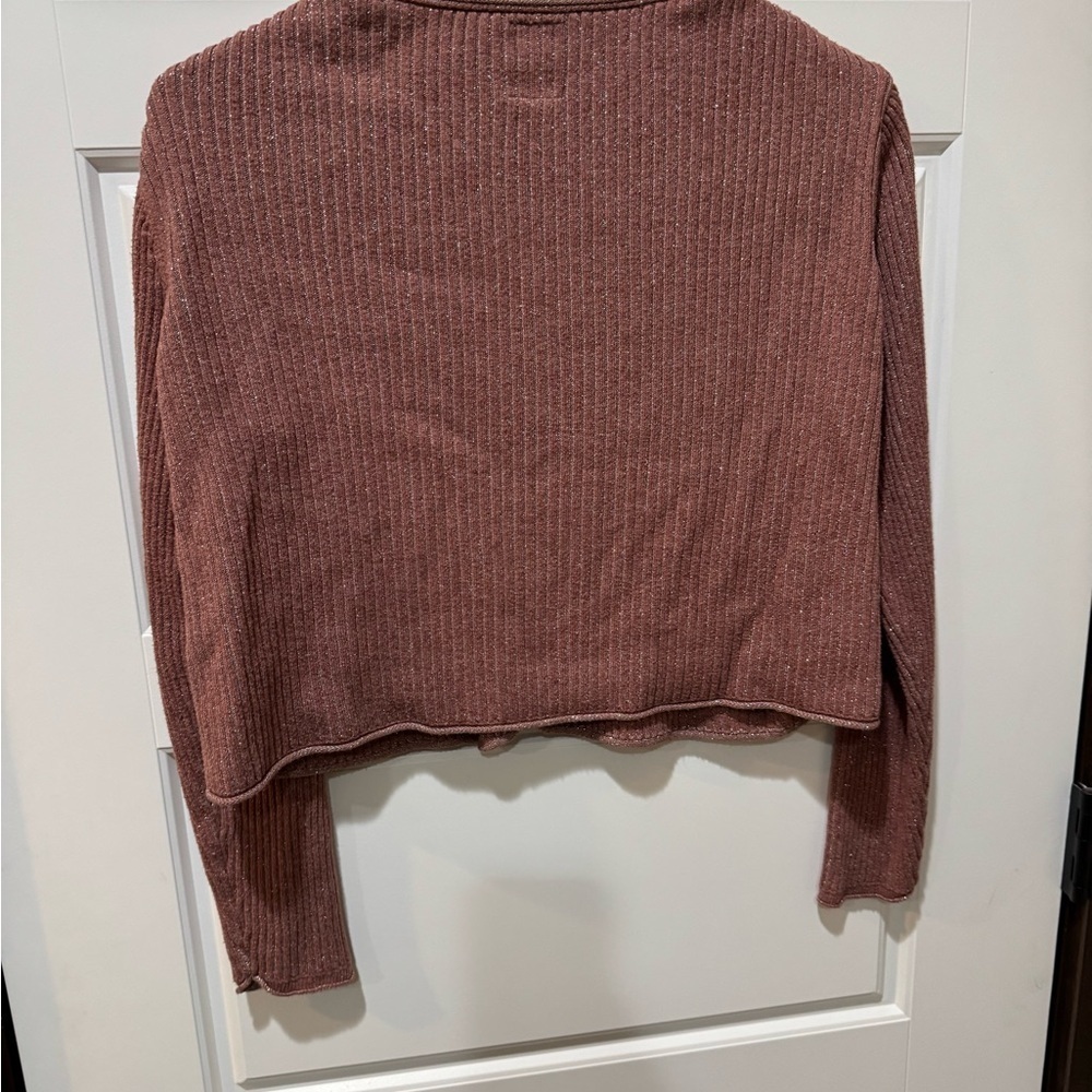 Girls Ribbed Button-Up Sweater - Rose - Picture 4 of 4